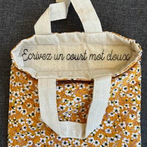 Petit Sac Tote Bag Enfant Fleuri 21X26cm Mot Doux Personnalisé image 7