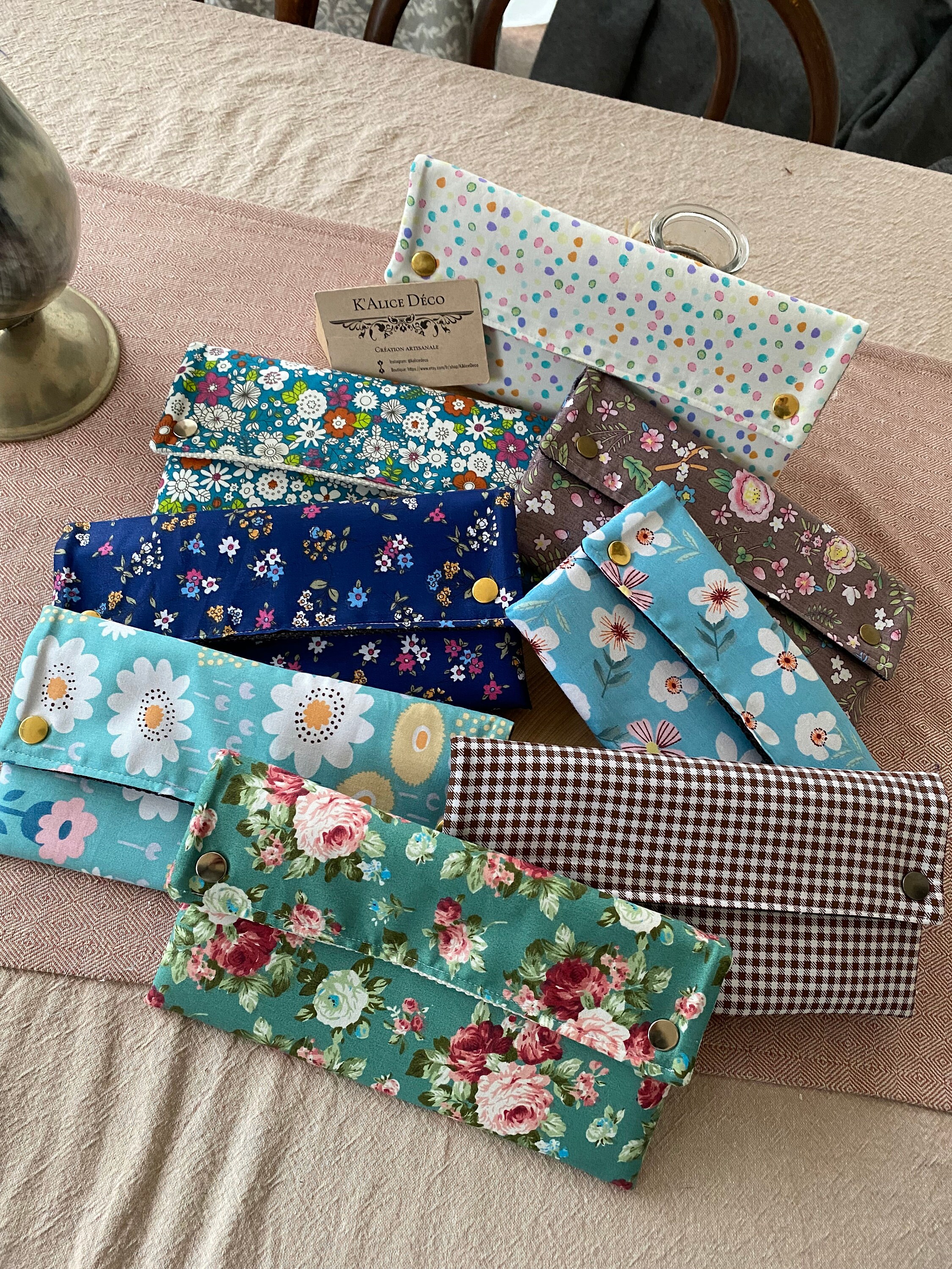 Fait Main/ Pochette à Pression Format Trousse d'écolier/Pochette Fourre Tout +/ - 11 cm 22 cm