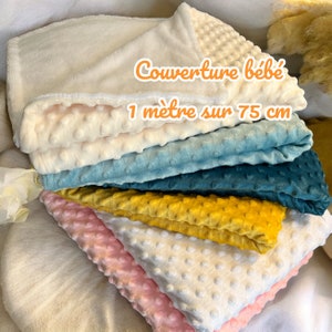 Douillette Couverture Bébé en Bambou et Minky Plusieurs Coloris Taille 75 cm sur 1 mètre personnalisation possible image 1