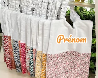 Personalisiertes Maxi-Lätzchen (40 x 27 cm): Blumenweichheit aus Baumwolle und Bouclette-Bambusschwamm