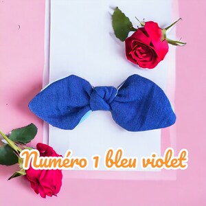 Adorable Barrette Nœud en double gaze 1 BLEU VIOLET