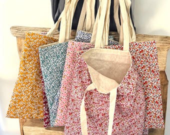 Maxi tote bag in customizable lined cotton – Large shoulder bag 38x42 cm – Several colors available
