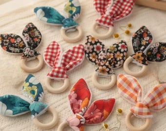 うさ耳 歯固め ラトル 木製 コットン Oeko-Tex ベビー