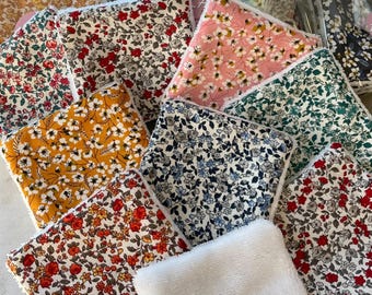 Juego de 4 toallitas desmaquillantes lavables • Cuadrados suaves hechos de bambú y algodón