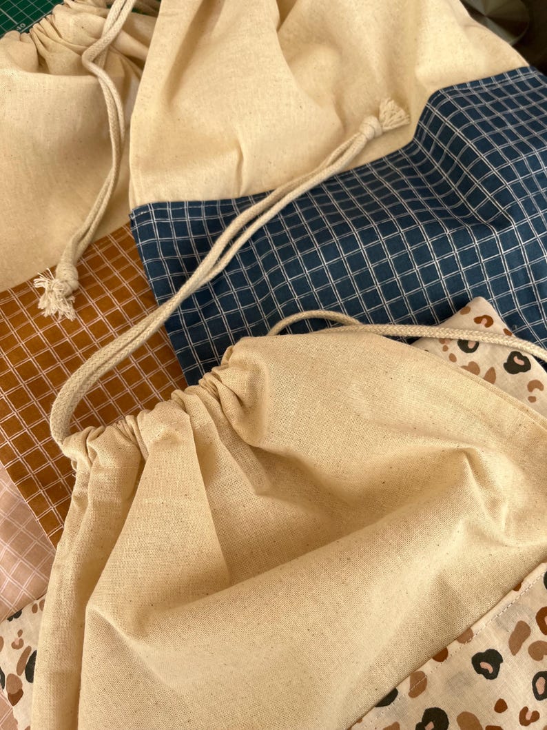 Large Embroidered Cotton Drawstring Bag With Name – Personalized ...