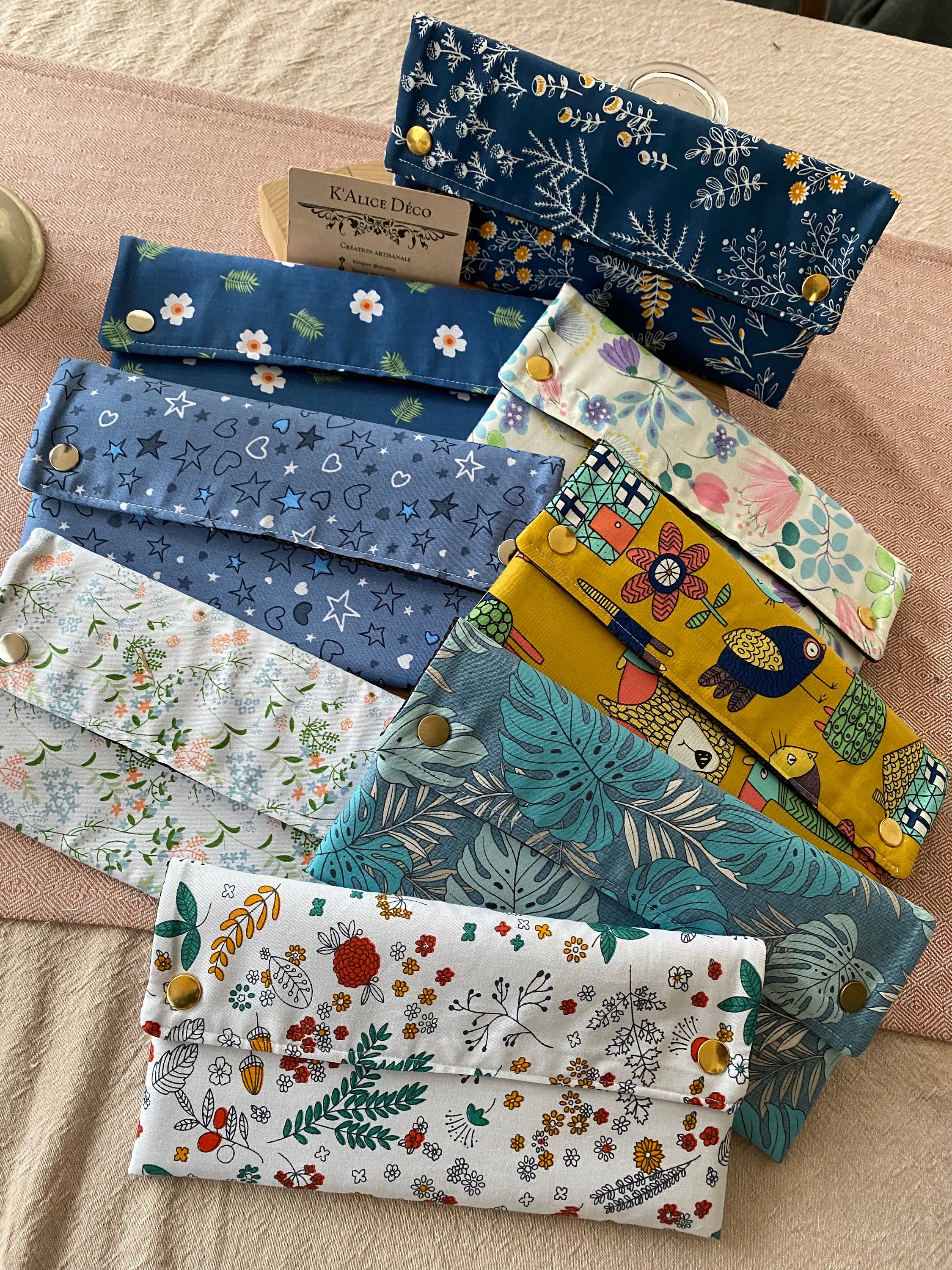 Fait Main/ Pochette à Pression Format Trousse d'écolier/Pochette Fourre Tout +/ - 11 cm 22 cm