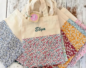 Small personalized embroidered child-sized tote bag – Oeko-Tex cotton bag – Children&#39;s gift idea – Size 21X26cm