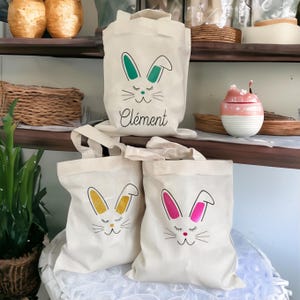 Petit Tote Bag Pâques personnalisé – Coton Oeko-Tex – Sac chasse aux œufs - Série limitée