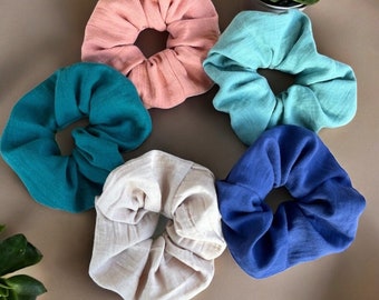 Double gauze scrunchie - Diameter 14-15 cm - Variety of colors to choose from