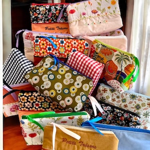 Trousse maquillage ou voyage – Pochette zippée artisanale – Idée cadeau femme – Accessoire pratique – Série limitée - Taille 22x12x8 cm