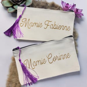 Personalized pencil case in natural color, size 20 cm x 11 cm, grandmother&#39;s day gift, granny gift, nanny gift