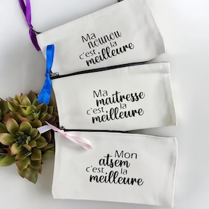 Trousse personnalisée Maîtresse, Nounou, ATSEM • Cadeau fin d’année scolaire • Pochette  Maîtresse Nounou ATSEM • Cadeau original