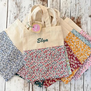 Personalisierte bestickte Kinder-Einkaufstasche - Öko-Tex-Baumwolltasche - Geschenkidee für Kinder - Größe 21 x 26 cm