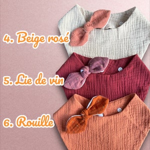 Bavoir Bandana Confortable en Double Gaze Nœud Barrette en Cadeau image 3