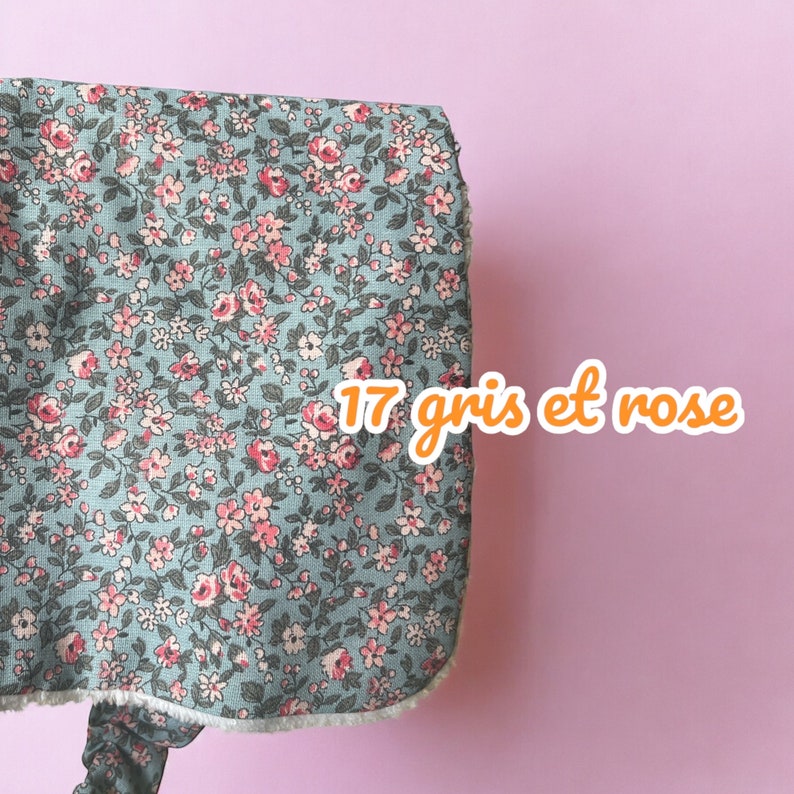 Bavoir Élastique : Douceur en Coton fleuri et Éponge Bambou pour Bébé 17 GRIS ET ROSE