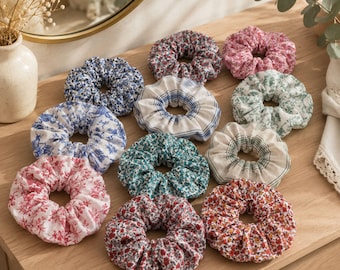 XL premium cotton scrunchie, thick hair elastic 6 inch oversize
