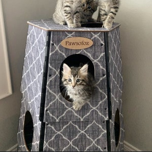 Cat Tree Tower | Cat House | Modern Cat Home | Cat Tree | Climb Hide Play Sleep | Cat Condo | Cat Tree House | Trellis | Happystack Hexagon