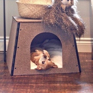 Pet House Furniture for Small DOGS or CATS | Portable Durable Multi-Purpose Safe Cozy Snuggle Cave | Bed | Hide Sleep Play | Scratchable