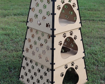 DIY Cat Tower: Stackable MDF Wood Cat House