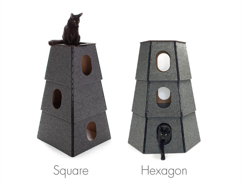 Cat House Cat Furniture Cat Tree Climb Sleep Play Cat Play Furniture Indoor & Outdoor Modern Pet Furniture Happystack Hexagon image 6