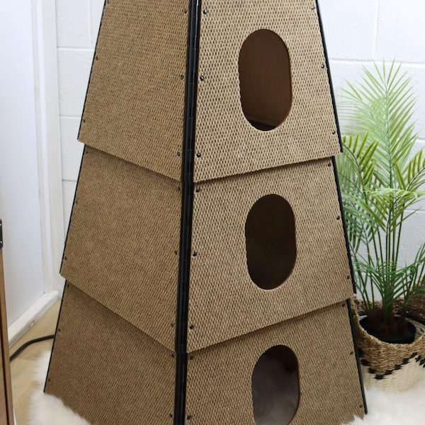 Cat Tree House | Modern Cat Home | Cat Tower | Scratching Post | Large or Small Cats | Pet Furniture | Multilevel Condo  | Square Happystack