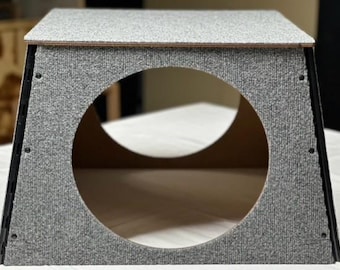 Gray Happystack Cat House: Square Condo, Scratch & Climb