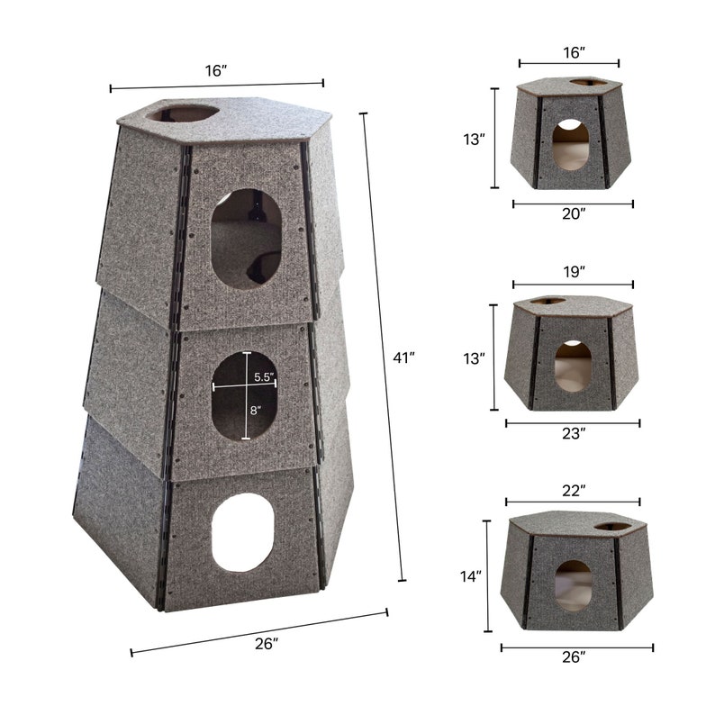 Cat House Cat Furniture Cat Tree Climb Sleep Play Cat Play Furniture Indoor & Outdoor Modern Pet Furniture Happystack Hexagon image 3