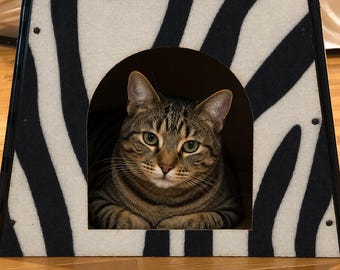 Zebra Print Pet House for Small Dogs and Cats – Indoor Pet Bed & Cozy Hideaway