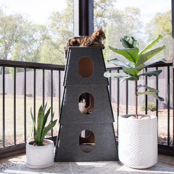 Cat Tree House | Modern Cat Home | Cat Tower | Scratching Post | Large or Small Cats | Pet Furniture | Multilevel Condo  | Square Happystack