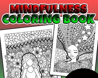 Mindfulness Meditation Motivation, Coloring Book, Digital Download, Printable