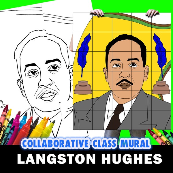 Langston Hughes, Collaborative Group Mural, Project Resource, Black History Month, Women's History Month, African American, Instant Download