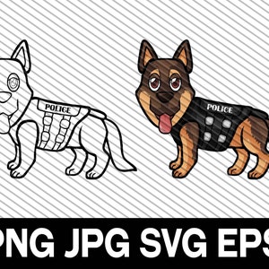 Police Dog, PNG, Clip Art, SVG, DXF, cut file, Police, K9