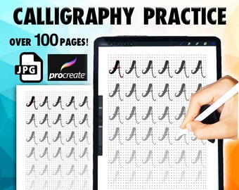 Learn Calligraphy Kit: Calligraphy Practice Sheets, Hand Lettering Practice Worksheets, Procreate, Digital and Printable, Instant Download