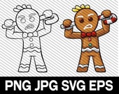 Gingerbread Man Clip Art: SVG, PNG, DXF Cut File (Digital Download)