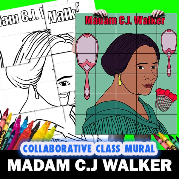 Madam C.J. Walker, Collaborative Mural, Project Resource, Black History Month, Women's History Month, African American, Instant Download