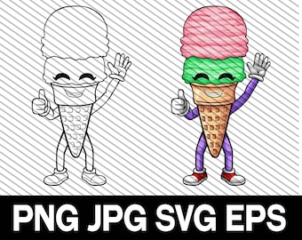 Ice Cream Mascot Clip Art: SVG, PNG, DXF Cut File (Digital Download)