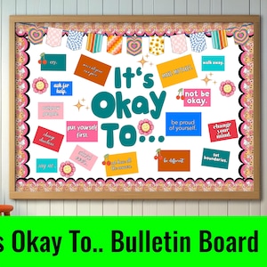 It's Okay To Bulletin Board Kit, Inspirational Motivational Bulletin Board Ideas, Printable Classroom Decor Designs, Digital Download