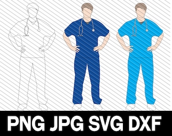 Male Nurse, Doctor, Scrubs, SVG, DXF, cut file, Medical clipart