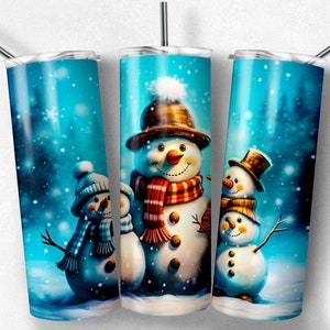 Snowmen Winter Tumbler Sublimation Design: Christmas Tumbler Wrap (Digital Download)