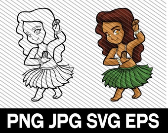 Hawaiian Girl, Hawaiian Woman, Hawaiian Clipart, SVG, DXF, Cut file, Hawaiian