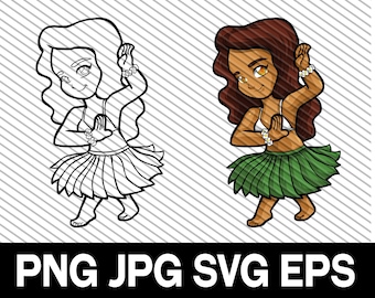 Hula Girl Clipart, Hawaiian Woman, SVG, DXF, Cut File, Digital Download