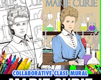 Marie Curie Collaborative Mural: History Month Coloring Pages (PDF)
