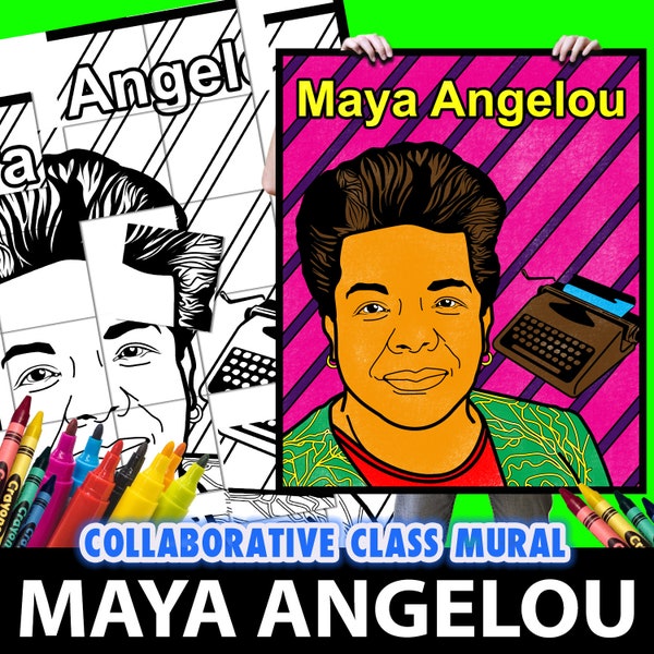 Maya Angelou, Collaborative Group Mural, Project Resource, Black History Month, Women's History Month, African American, Instant Download