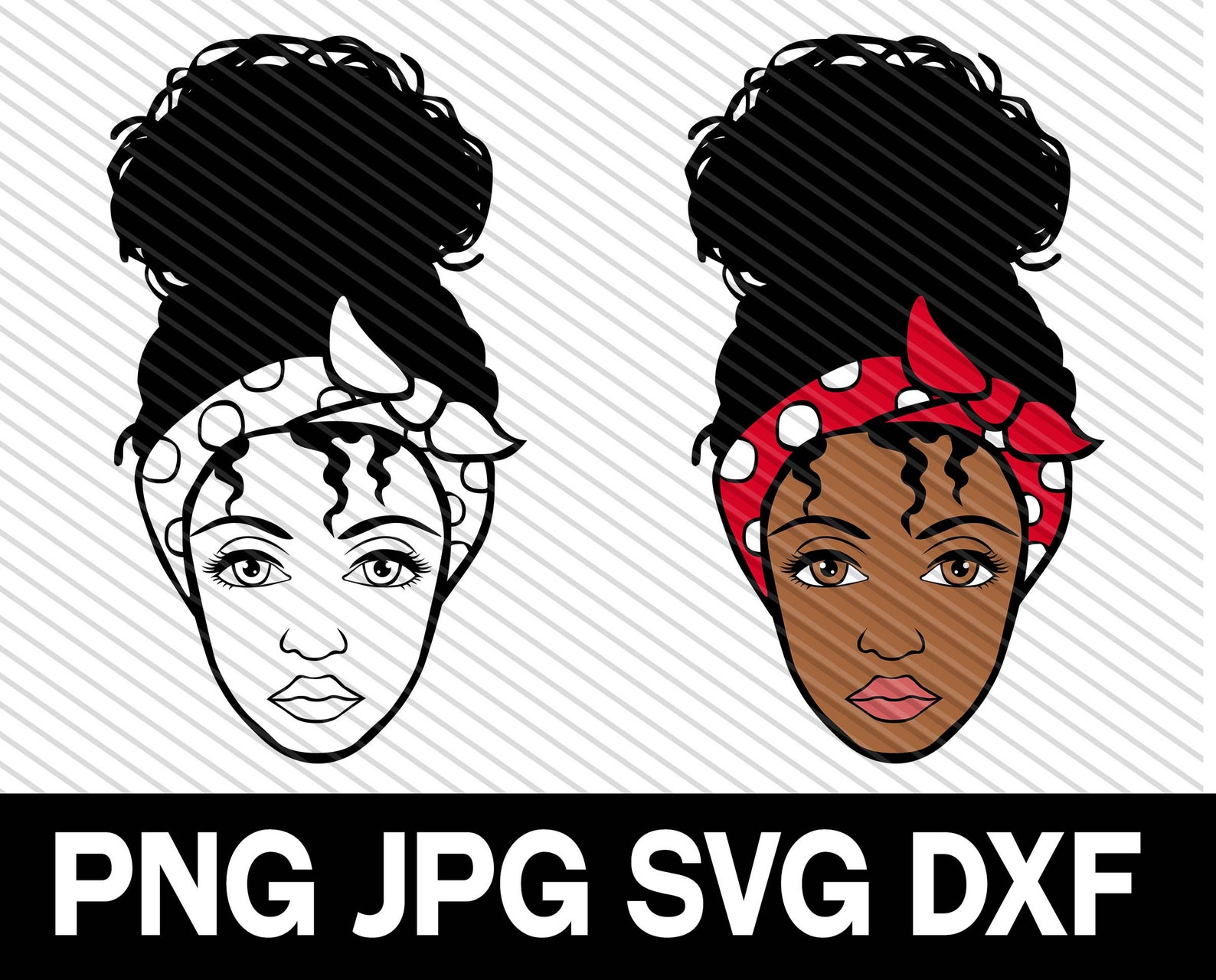 Bandana Hair Wrap Black Woman SVG DXF Cut File Natural Etsy UK