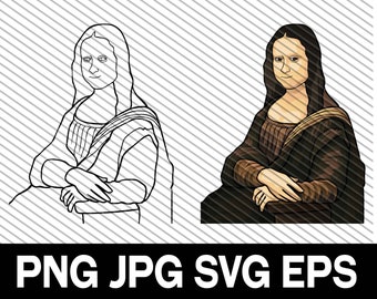 Mona Lisa Clipart, SVG, DXF, PNG, Cut File Art, Digital Download