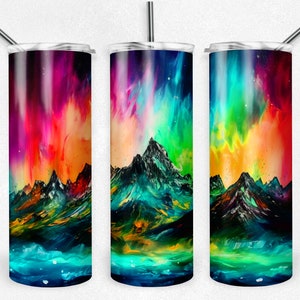 Aurora Borealis Tumbler Wrap: Rainbow Northern Sky Design (Digital Download)