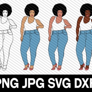 Curvy Women of Color SVG: Natural Hair, Melanin Art (Digital Download)