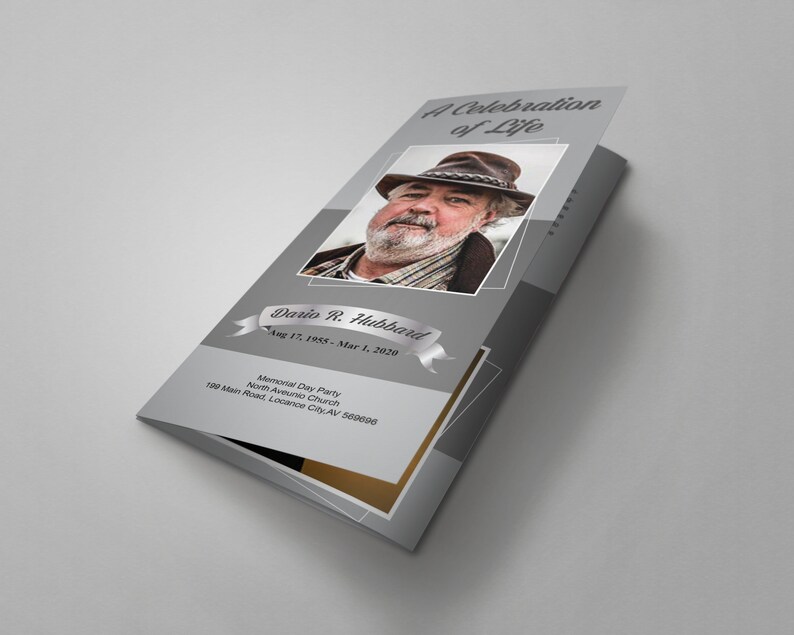 Printable Gray Funeral Program Obituary Template Word Doc | Etsy