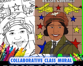 Bessie Coleman Collaborative Mural: Black History Month Project (Instant Download)