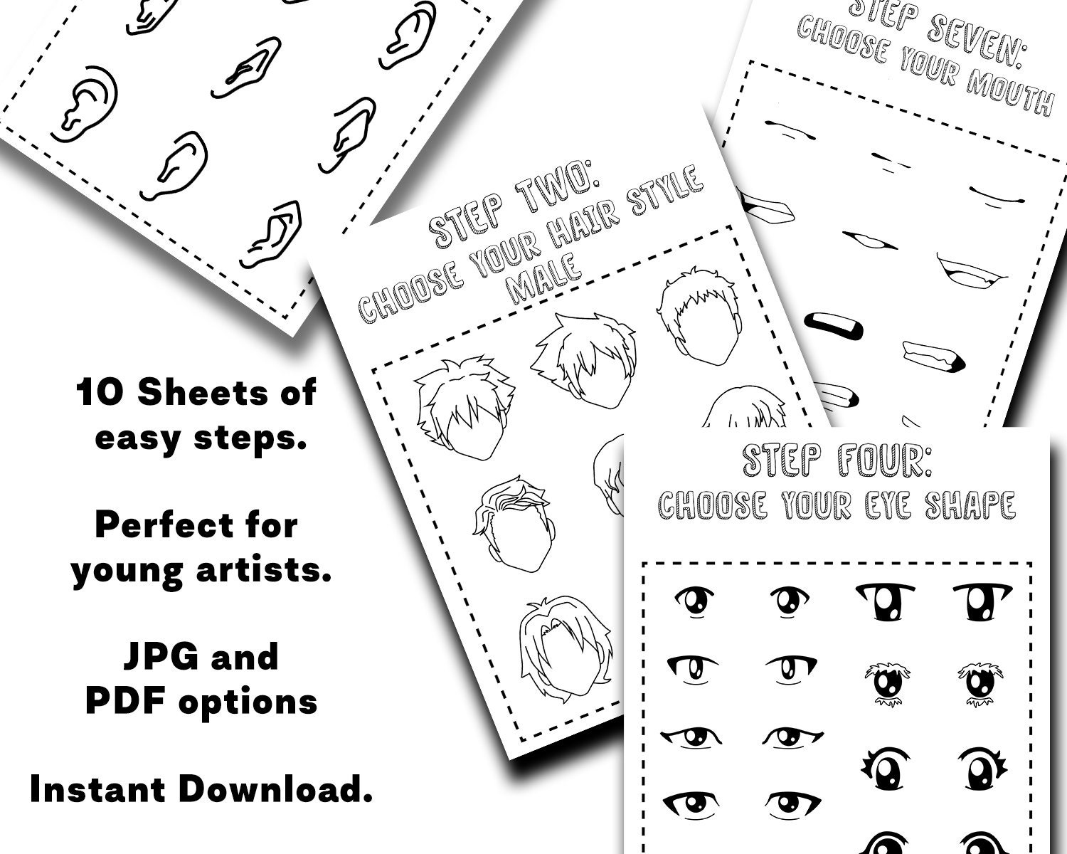 How to Draw Anime Faces Kids Printable Worksheets How-to-draw E